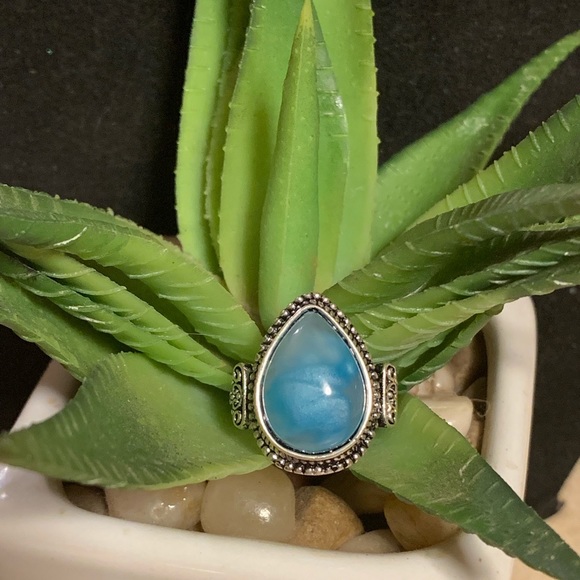 Stunning blue moonstone silver ring - Picture 5 of 8